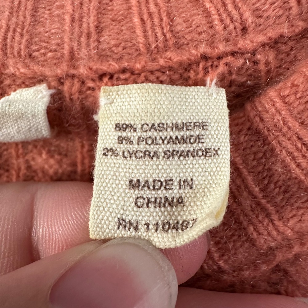 Inhabit Cashmere Blend Coral Cable Knit Sweater | Coral - Picture 6 of 11